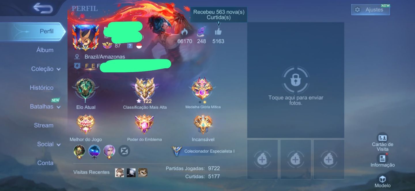 CONTA MOBILE LEGENDS | 198 SKINS | KARINA KOF | EX-IMORTAL 122 | TOP BR BELERIC