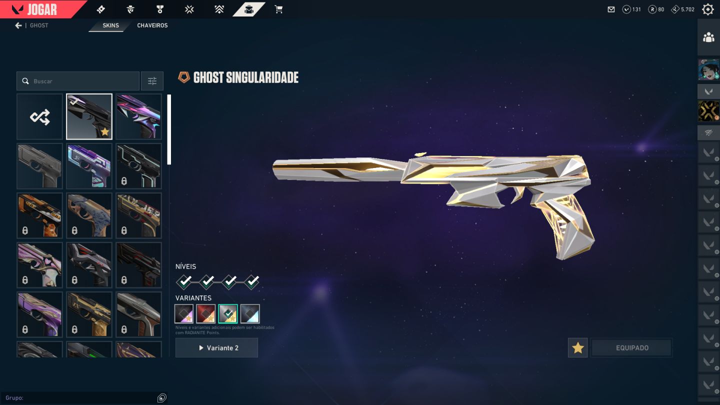 Conta valorant com varias skins com gaia e canivete singuralidade