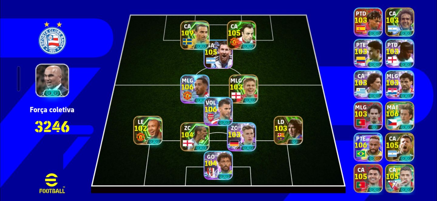 CONTA EFOOTBALL MOBILE MUITO FORTE | FORÇA COLETIVA 3246 | ELENCO TOP! Cr7 Ibrah