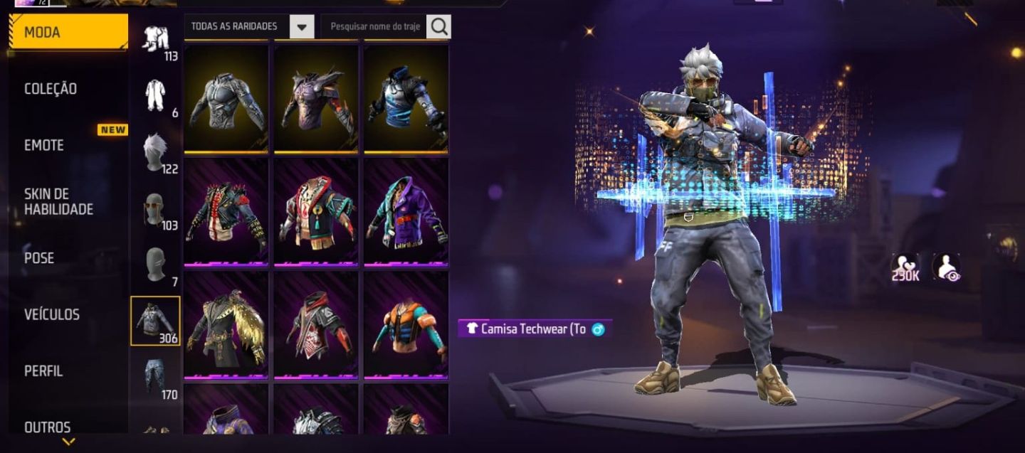 Conta de FF top com sombra roxa