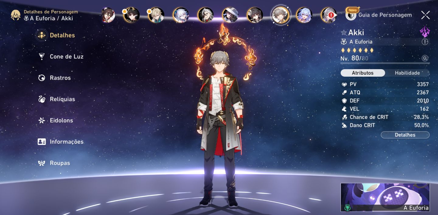 Conta Honkai Star Rail end game com Ashveil E6 Mortenax E2 e SW999 E1