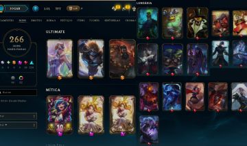 266 SKINS: 3 ULTIMATES, 3 MITICAS, 16 LENDARIAS, 116 EPICAS E MT MAIS! (FA)