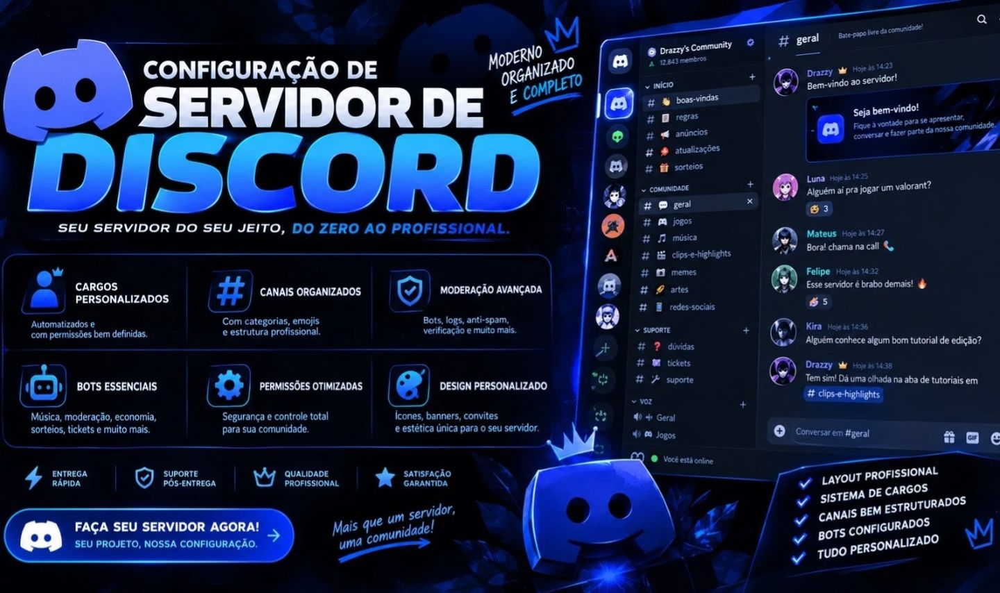Edição de Servidores Discord | Organização, Cargos e Bots