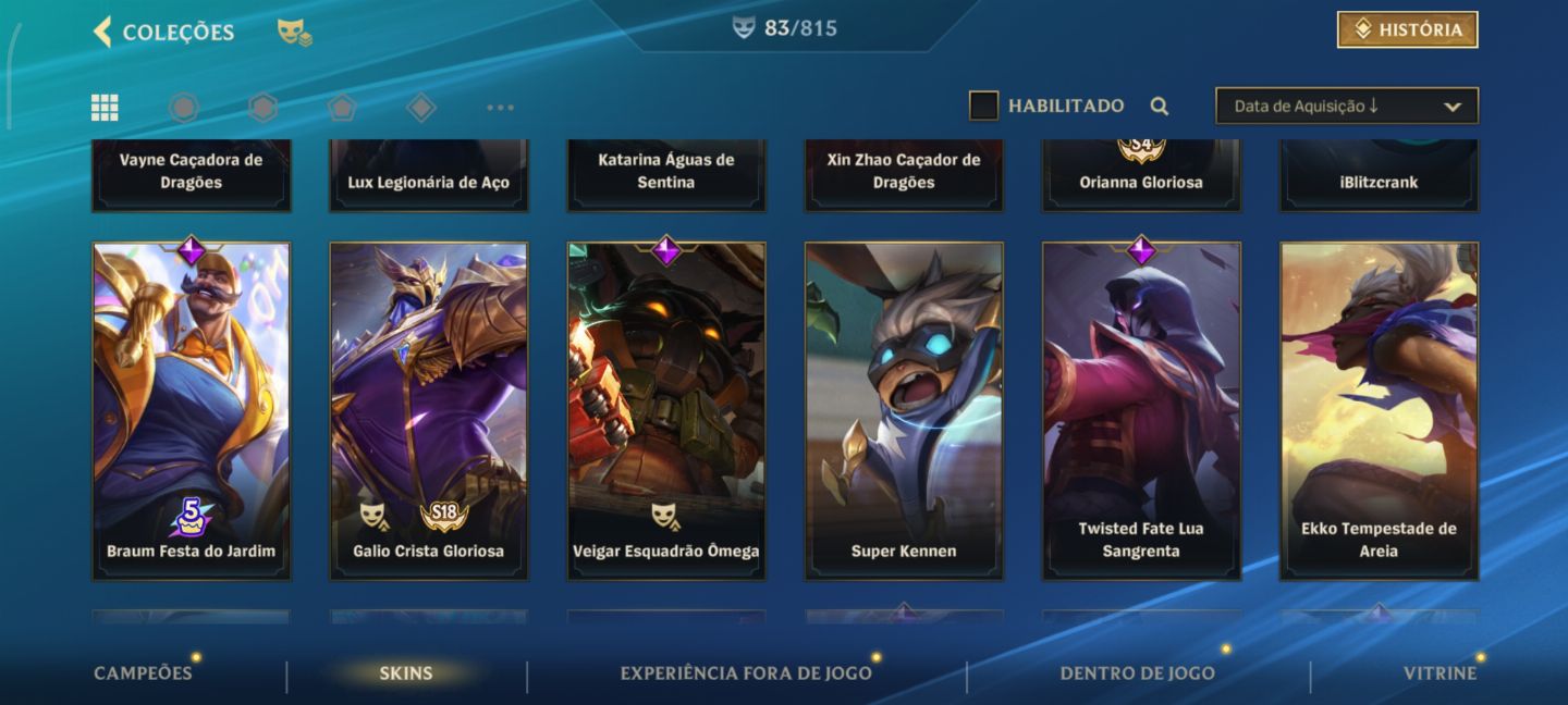 Conta lol com ótimas skins