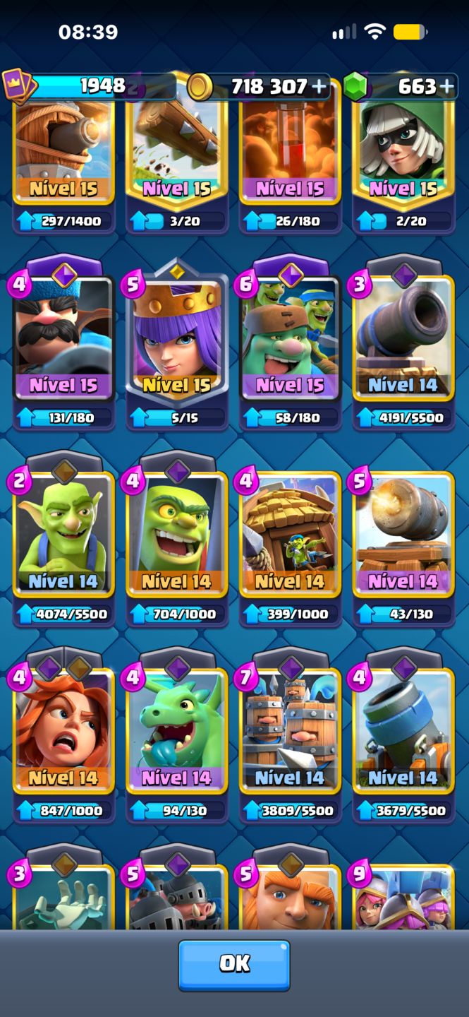 CONTA DE CLASH ROYALE 10Y 1948 COLECÃO E BRAWL 22K