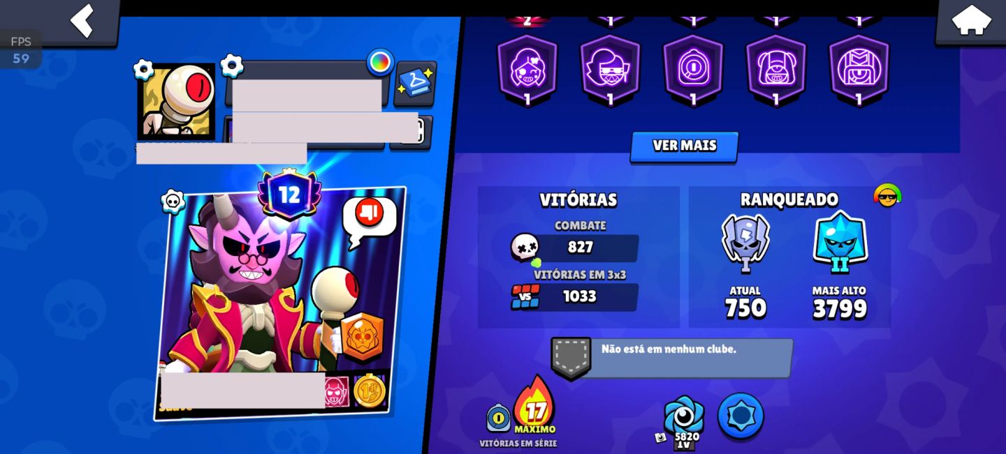 25k de troféu, Todos os lendários 88 brawler, 17 hipercarga e 6 buffs completos