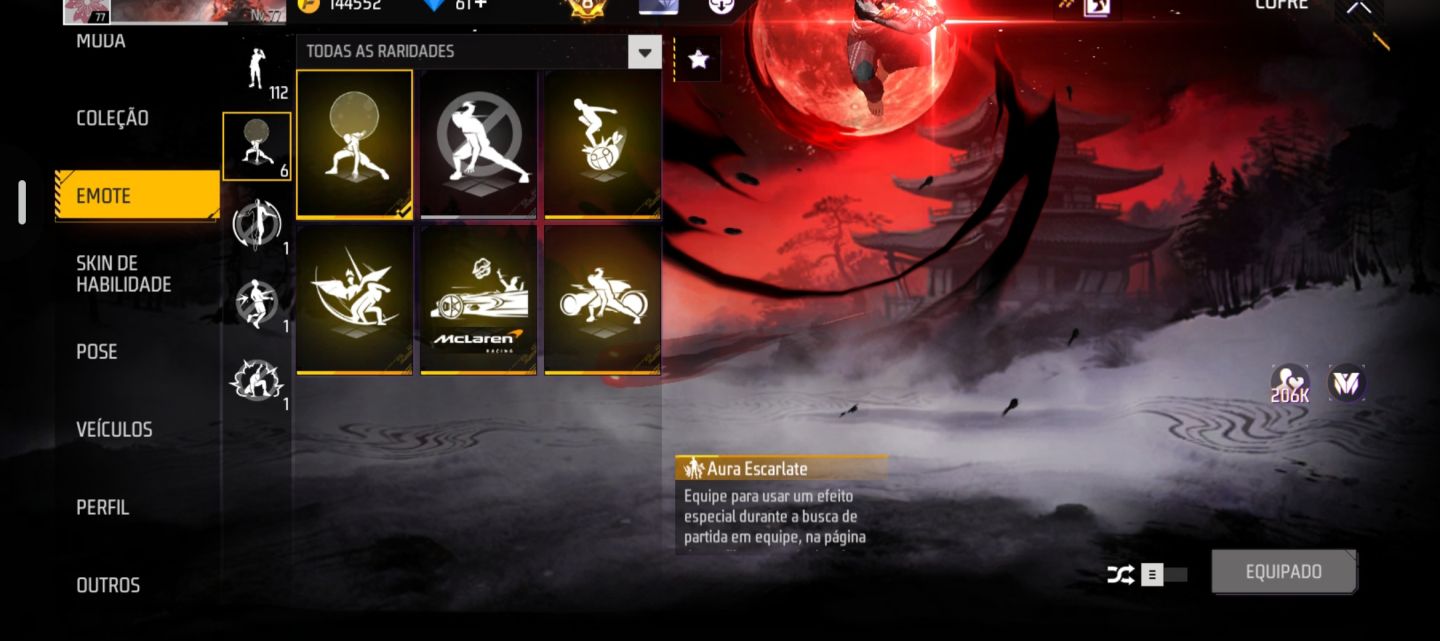 CONTA FREE FIRE GEMADA PRIME 8 / FULL RAGNAROK, FULL STREET FIGHTER E MUITO +