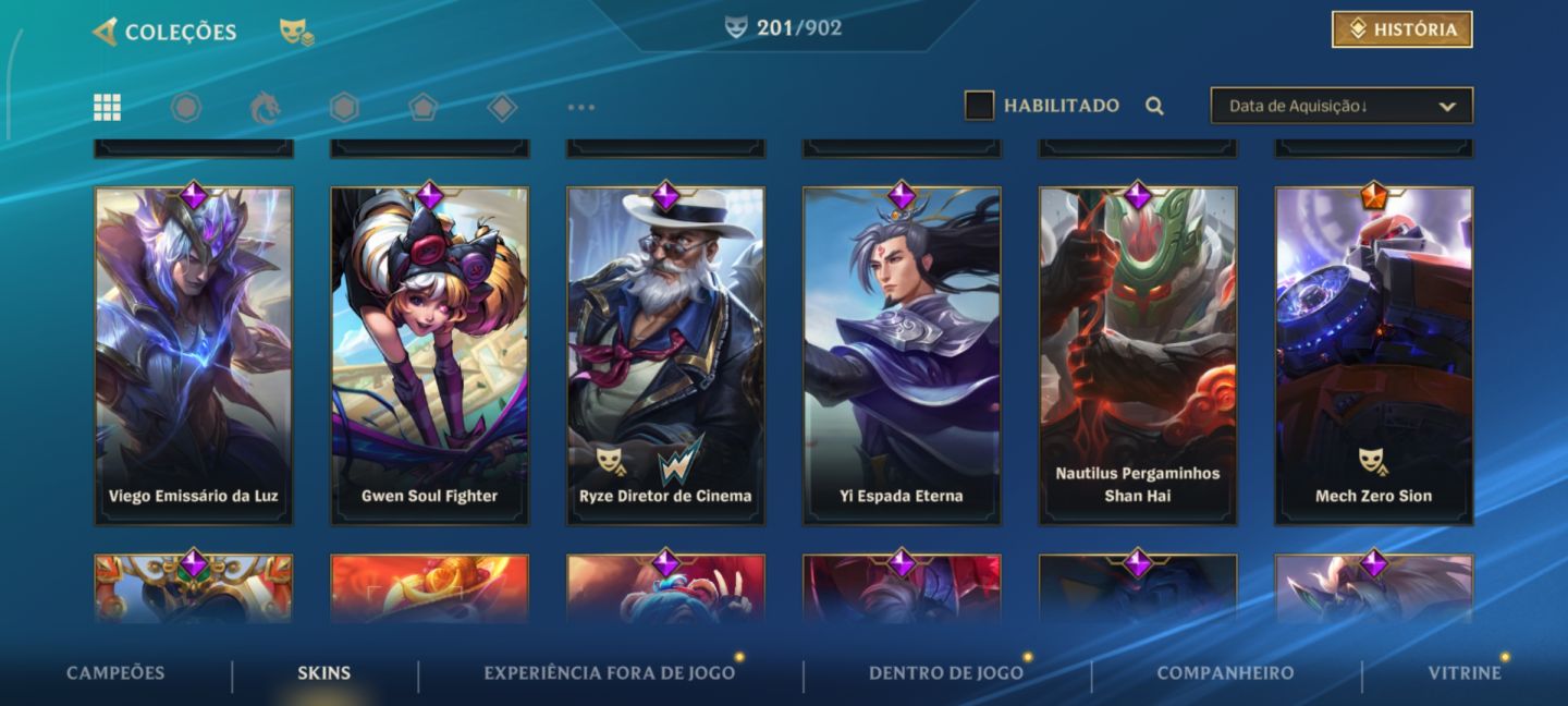 Conta de wild rift/todos campeões/ 201 skin/ 1 vez desafiante