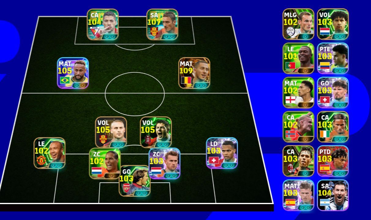 Conta Efootball Mobile com Hazard 109 e totti 107 time 3220 perfeito para ranked
