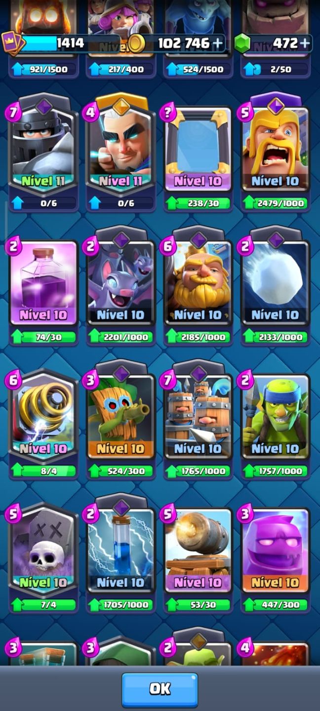 CONTA CLASH ROYALE NIVEL 15, VARIAS EVOS E HEROIS