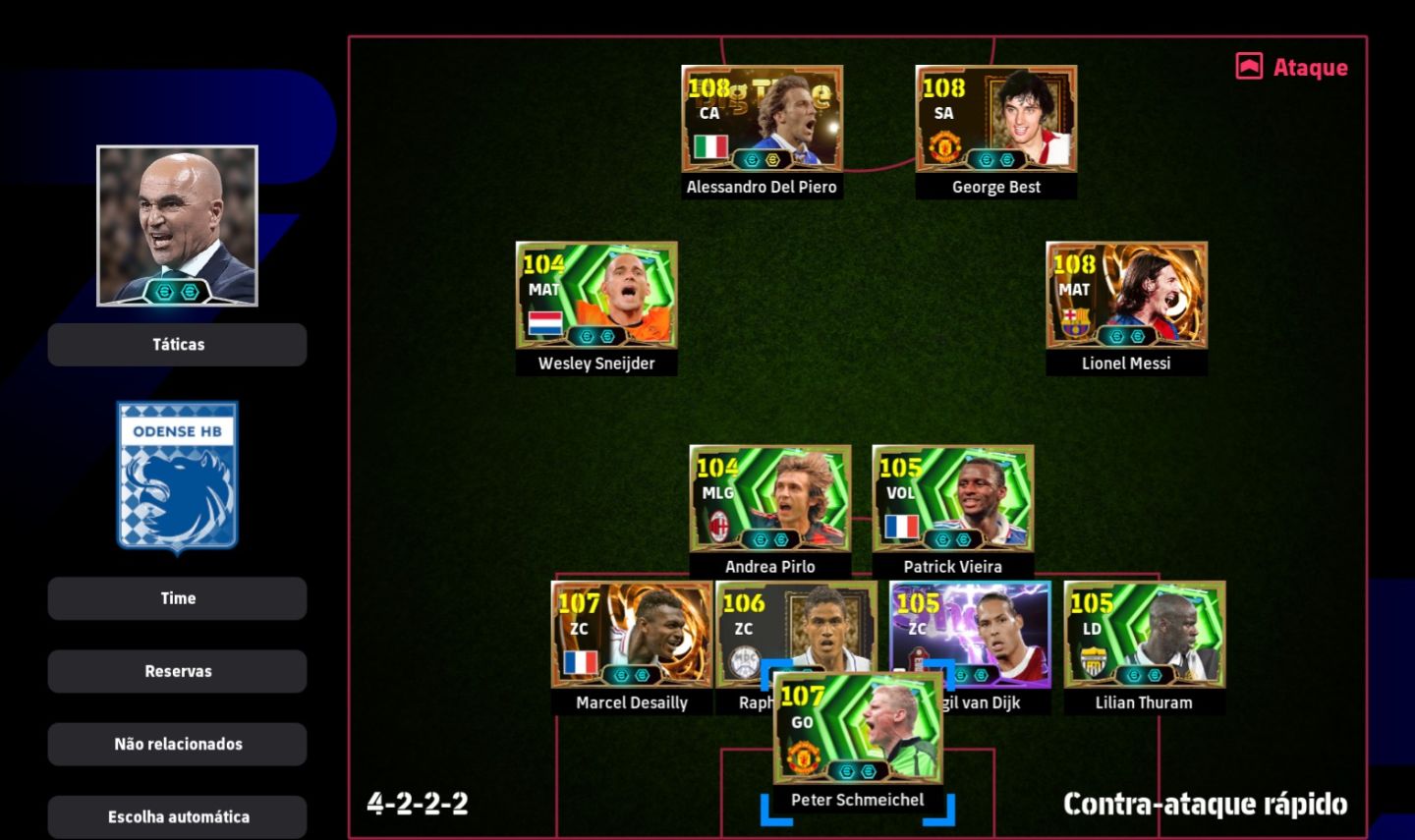 CONTA eFOOTBALL XBOX/PC 3294 FORÇA COLETIVA | MESSI 108, DEL PIERO 108, GEORGE B