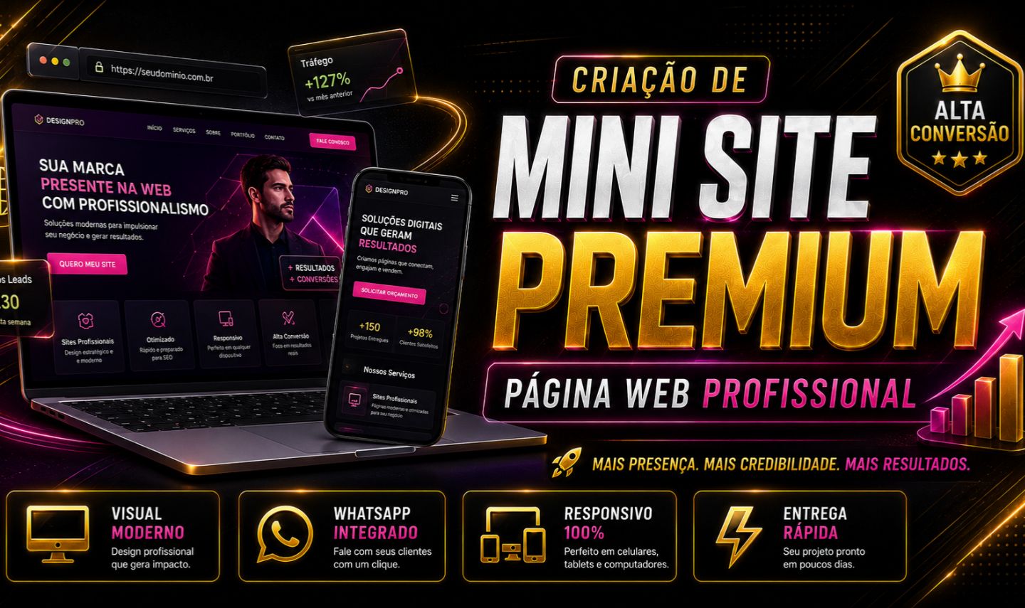 Criação de Mini Site Premium | Página Web Profissional