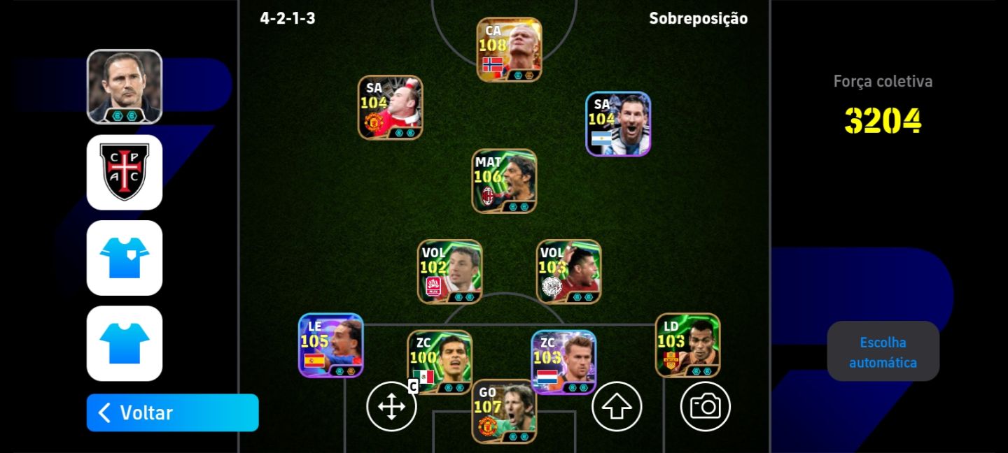 CONTA COM 3200+ DE FORÇA COLETIVA COM HALLAND 107, VAN DER SAR 107,RUI COSTA 106