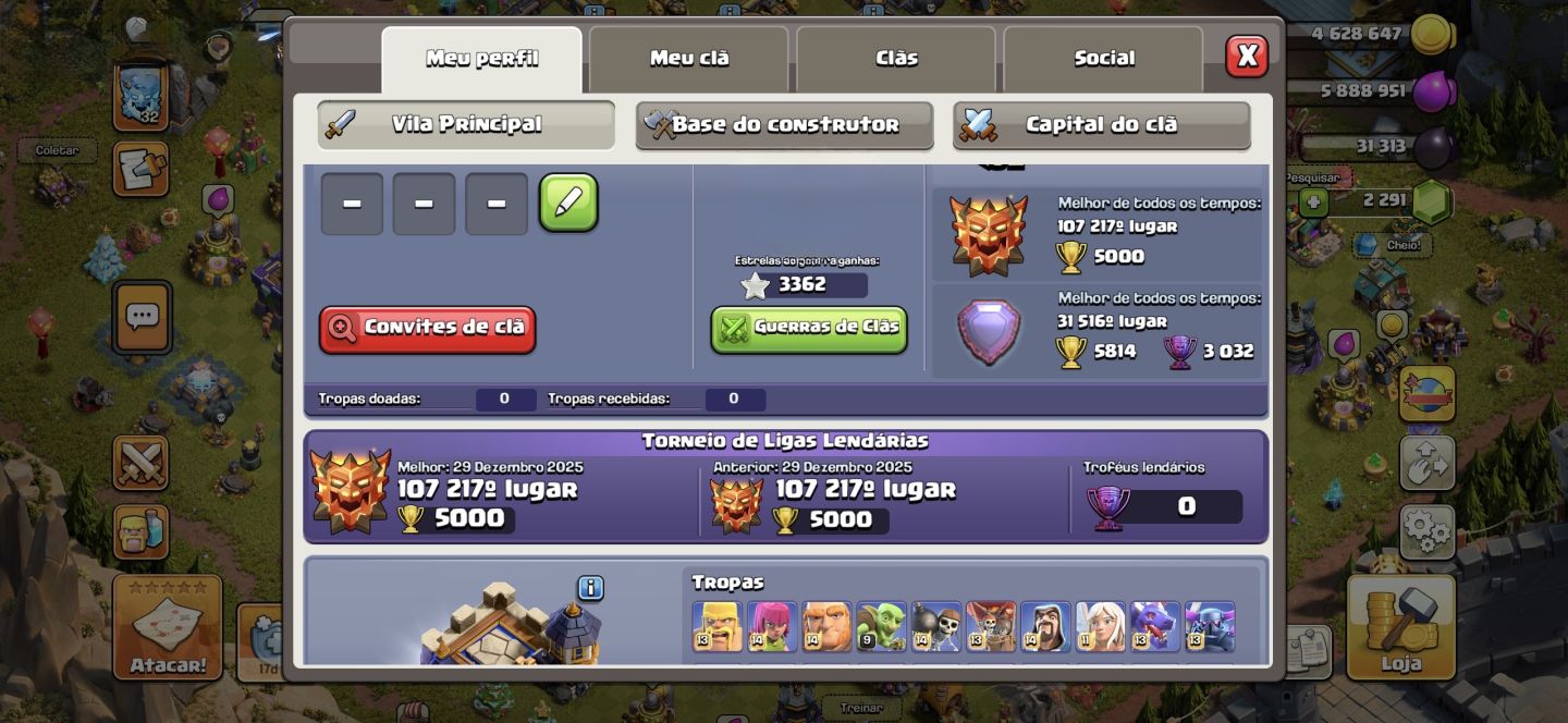 Conta cv 18, 99% maximizado, habilidades full, paisagem lendaria, diversas skins