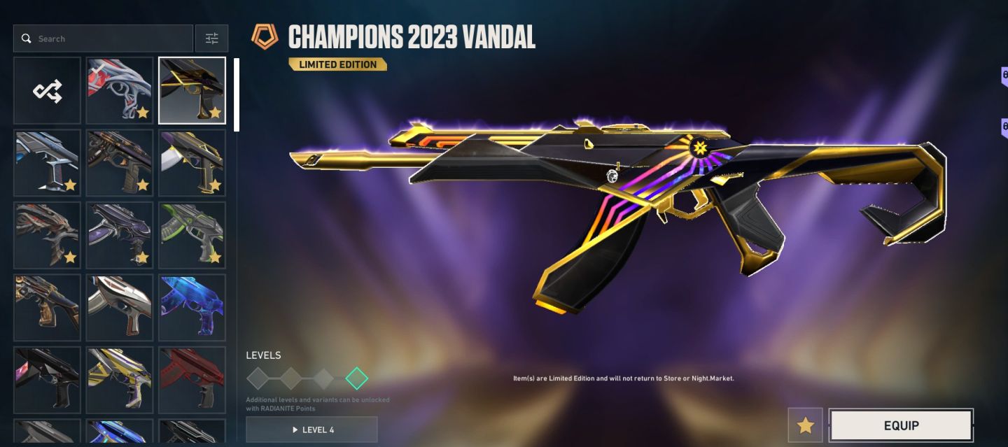 CONTA VALORANT IMM 1 SKINS RARAS (CHAMPIONS 23, FURIA 25 E ETC) 88 K VP GASTOS