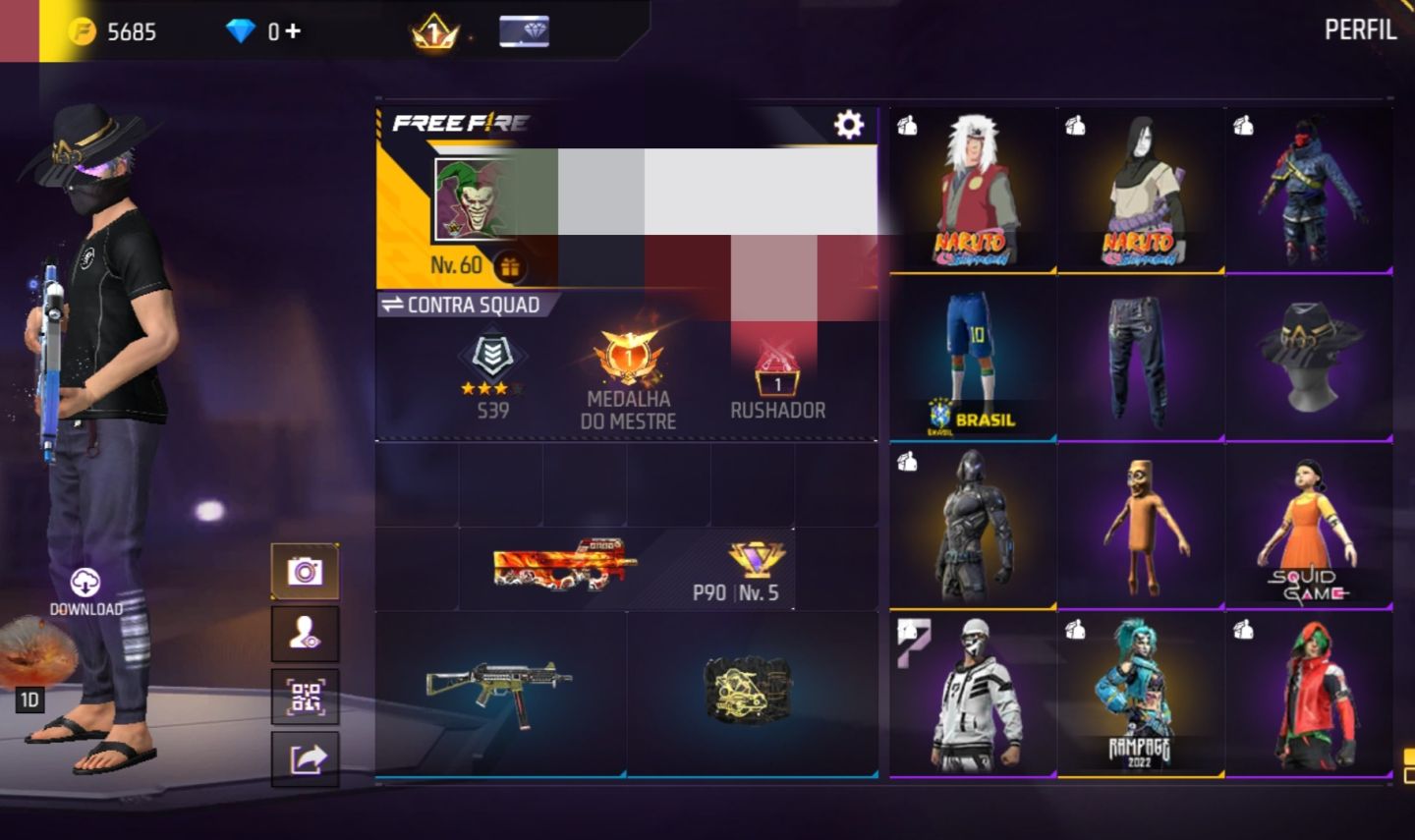 Conta Free fire - Camisa rara do fluxo e parceria Naruto