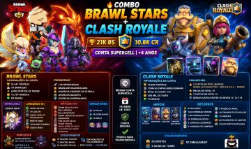 COMBO BRAWL STARS + CLASH ROYALE | 21K BS + 10.8K CR | Conta Supercell | +4 Anos