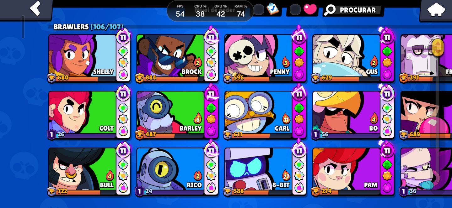 Conta de brawl stars Com 66 brawlers lev 11 e várias skins!