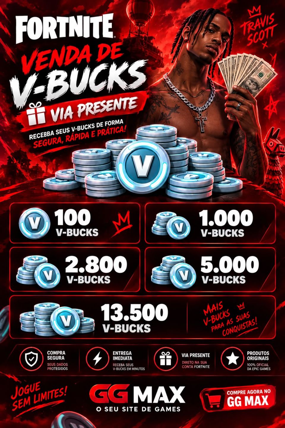 VBUCKS (ITENS DA LOJA) VIA PRESENTE NO FORTNITE - PROMOÇÃO