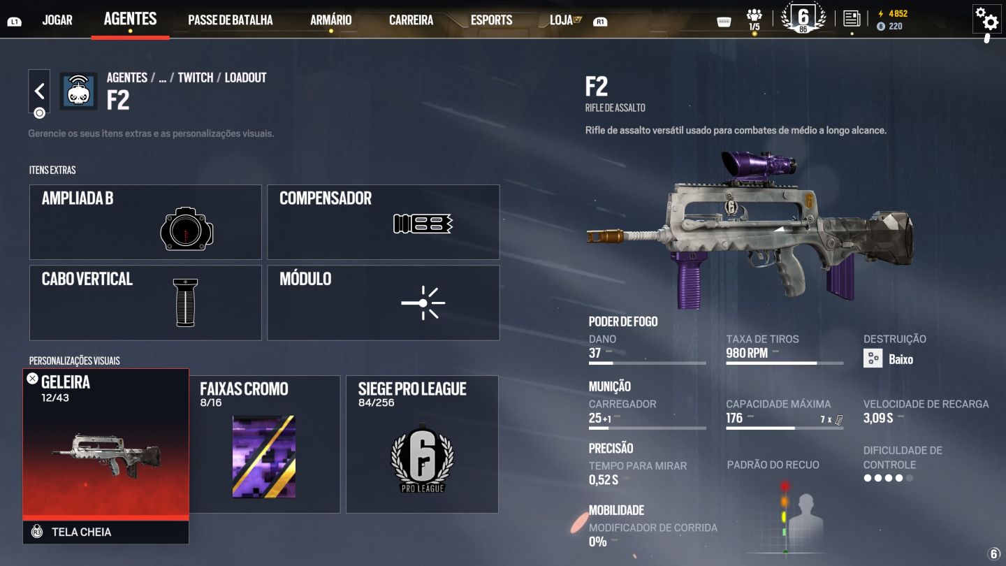 R6 LVL 150 GELEIRA F2 TWITCH + 40 ELITES + MIRA ROXA + ONAMI + 40 ELITES!!