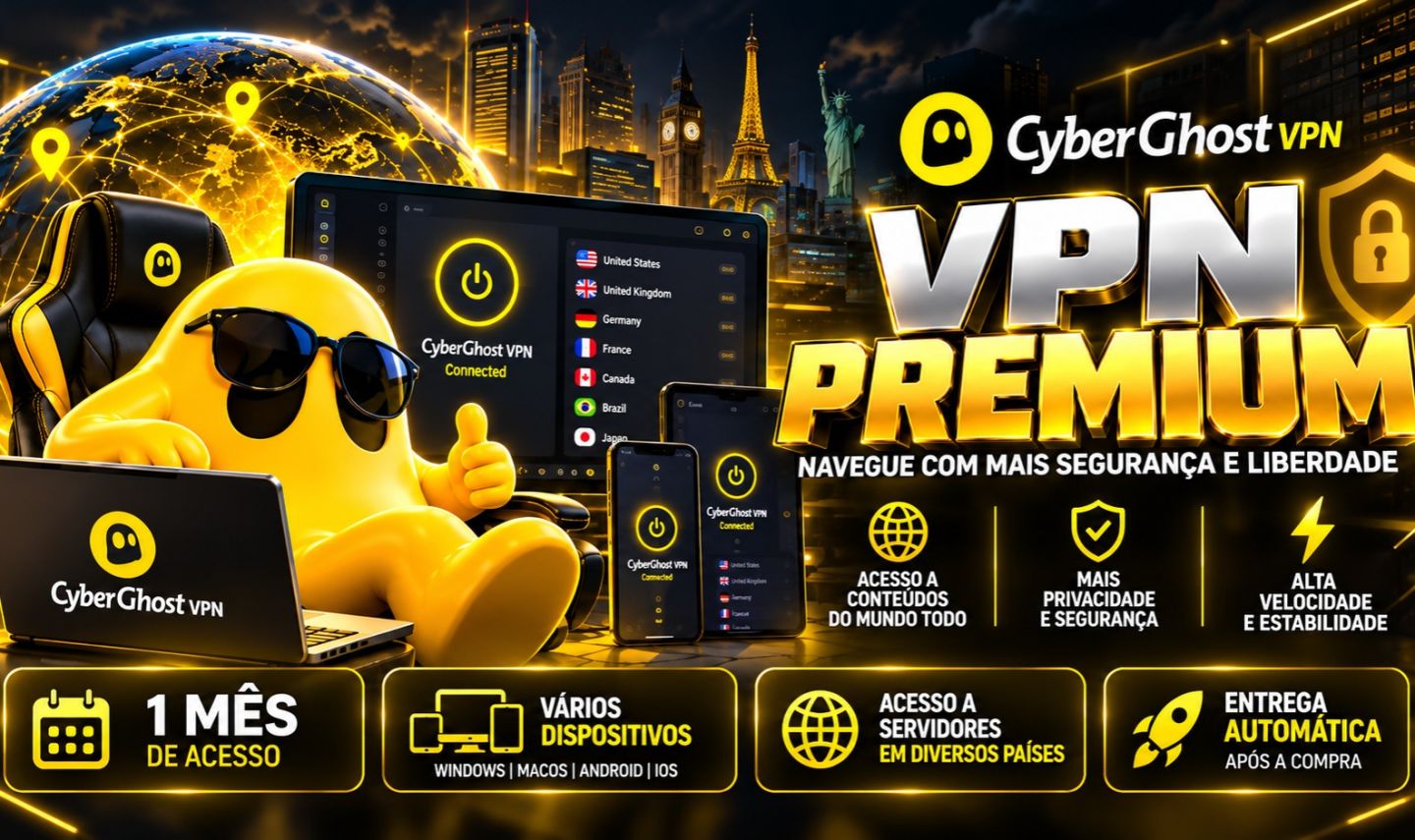 VPN CYBERGHOST PREMIUM | ACESSO MENSAL | ENTREGA RÁPIDA | MENOR PREÇO