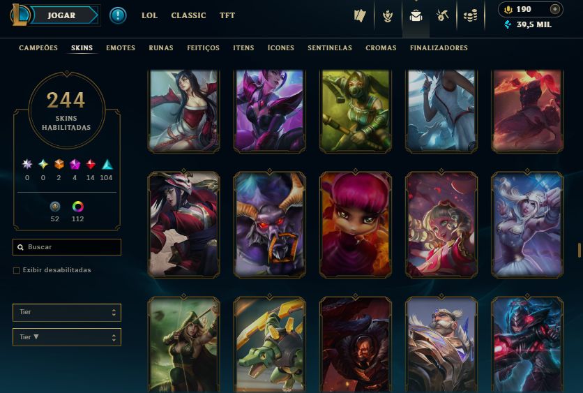 CONTA PLAT III - 244 SKIN - FULL CHAMP + ESPÓLIOS LOTADOS! - 100% SEGURA!
