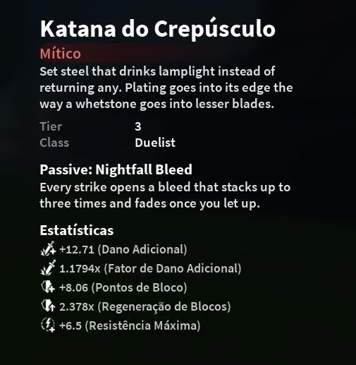 Conta com Katana Nightfall T3, Respiração da Serpente, Clã mitico (end game)