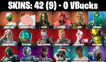 CONTA FORTNITE COM 42 SKINS ISO/SOLID SNAKE/MYSTERIO/GWENPOOL/POSEIDON/ZEUS/