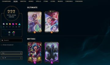 222 SKINS, 19 CHROMAS - CONTA DE LEAGUE OF LEGENDS