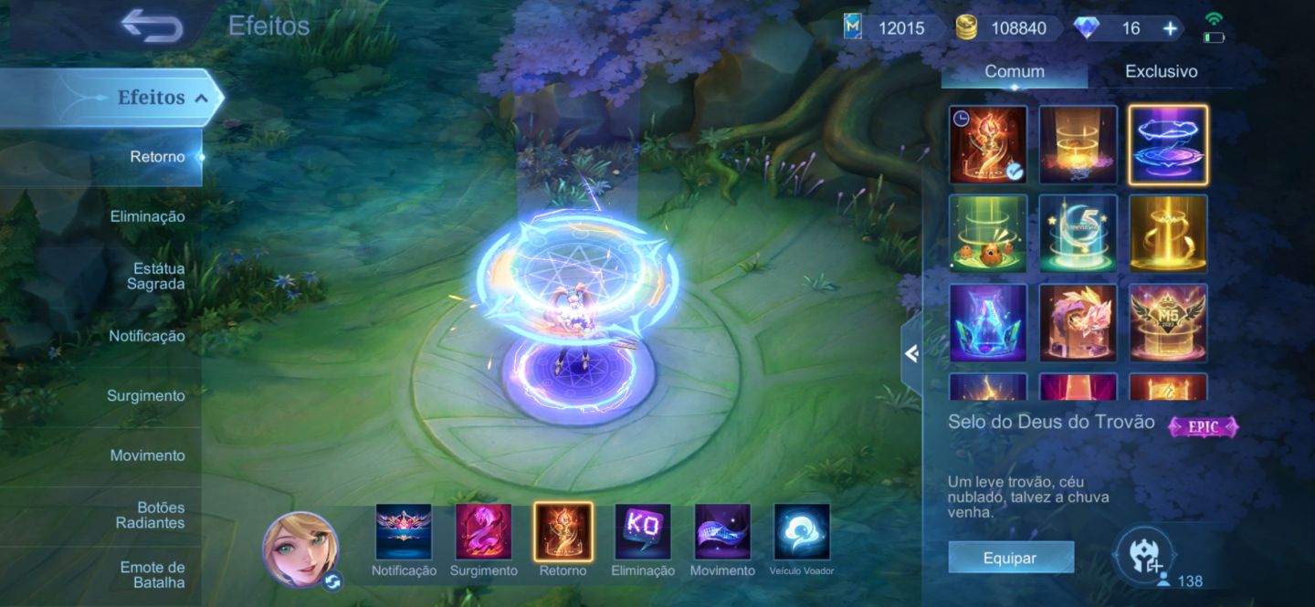 Conta MLBB com skins exclusivas como KOF, Jujutsu KAISEN e outras skins raras