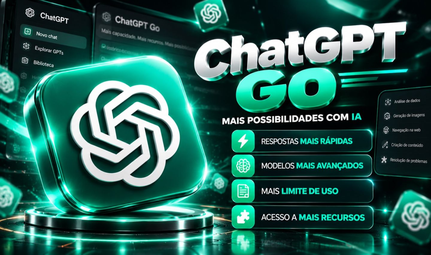 [PROMOÇÃO] CHATGPT GO 30 DIAS | ACESSO PREMIUM + IMAGENS + ARQUIVOS