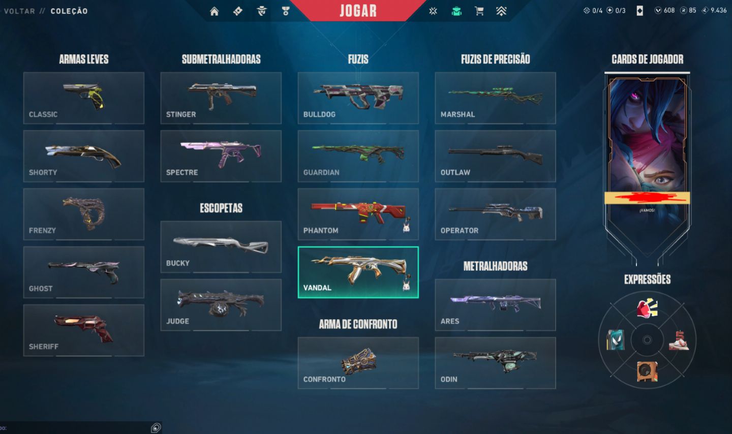Conta de Valorant, investido R$6050,30 em skins