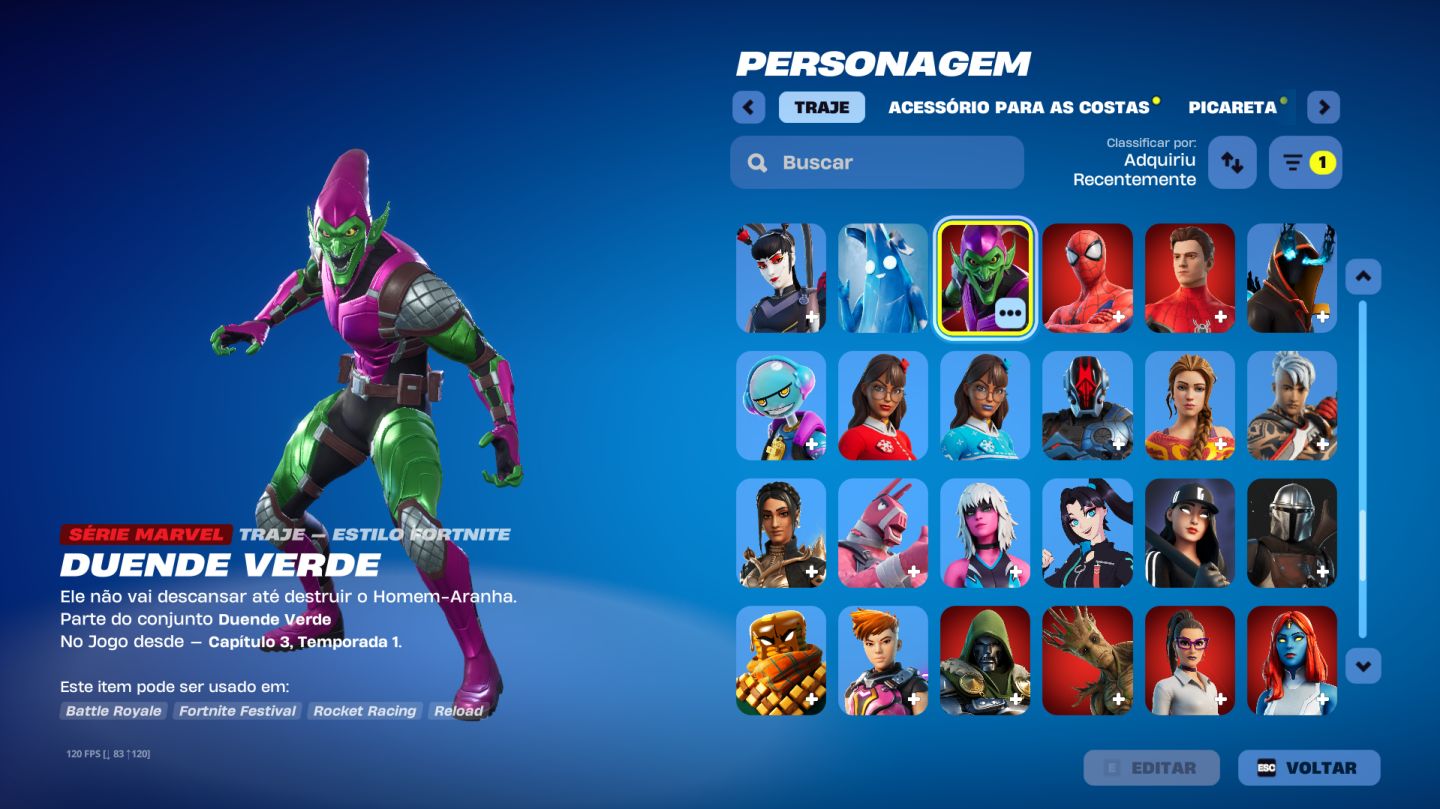 CONTA FORTNITE 143 SKINS + 174 JOGOS EPIC