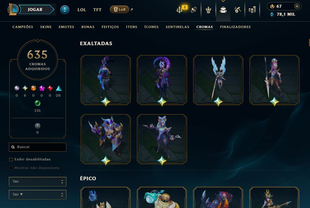 Conta de lol com e-mail de criação todas as raras 1830 skins troca nicK