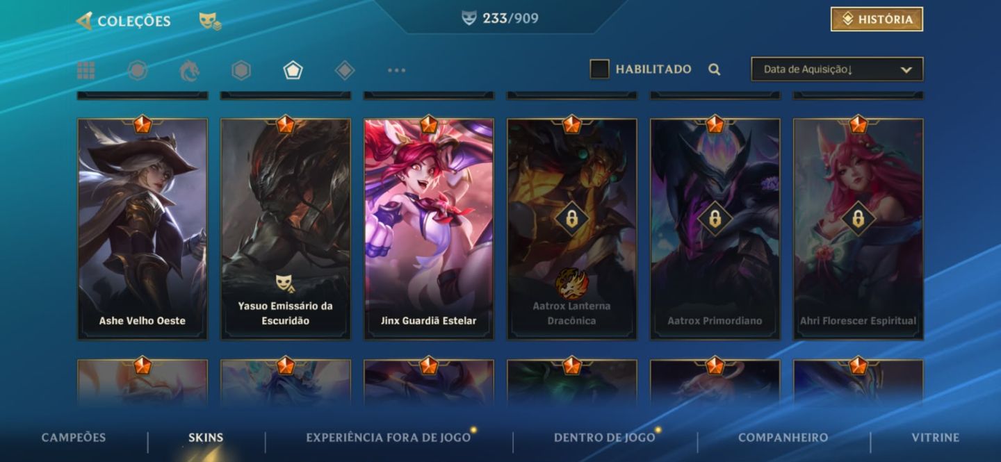 Conta wild rift, todos os campeos, 45k de coleção de skin