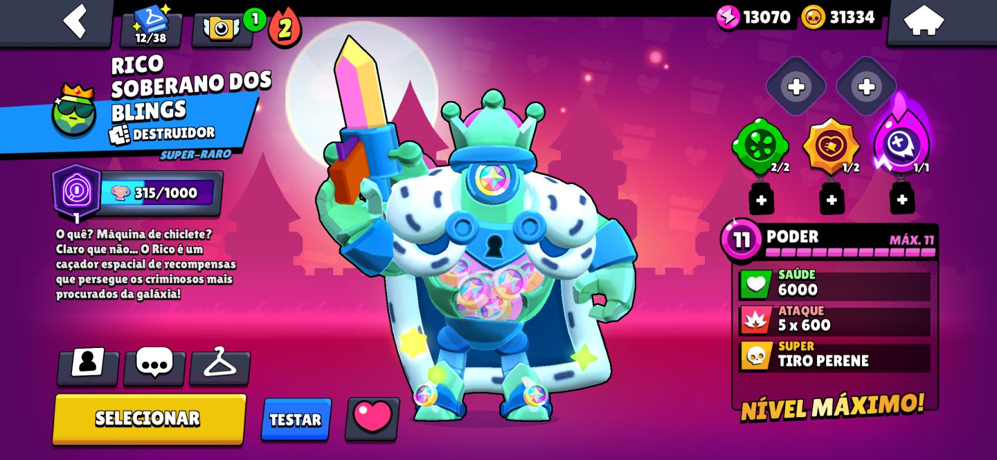 Conta de Brawl stars/38k troféus/ 12 lendários / games / 45 hipercargas