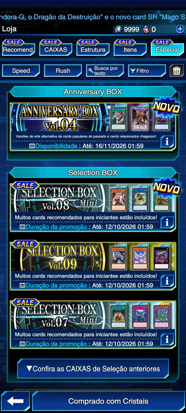 Conta starter duel links gemada 15 mil gemas 700 chips 4 ur dos sonhos e 4 sr