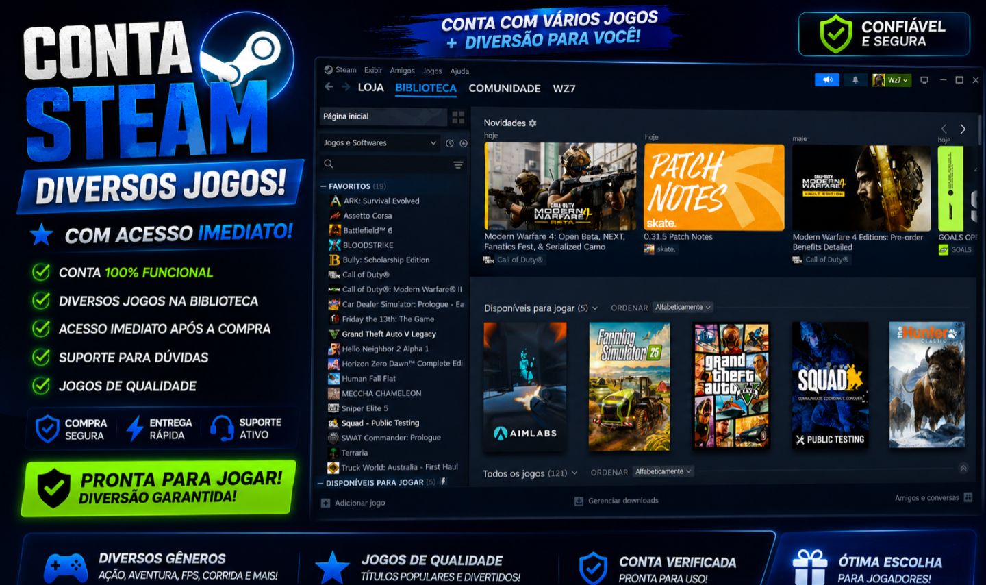Conta Steam com Diversos Jogos