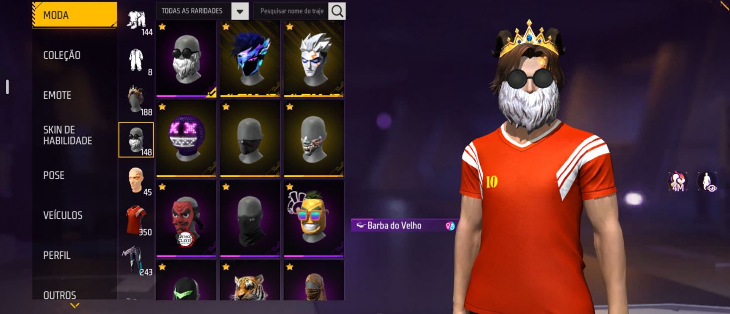 Conta free fire com barbinha e top criminal