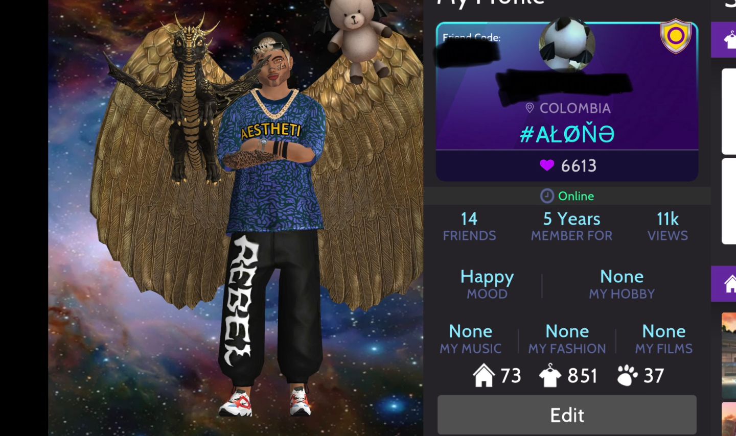 Conta avakin com asa dourada