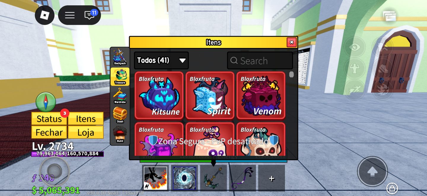 Conta de Blox fruits Com vários gamepass e skins raras