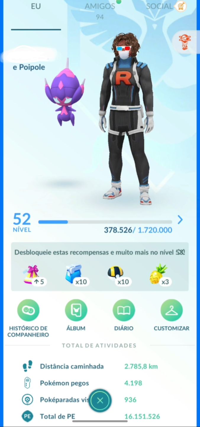 Conta pokémon Go nível - 52