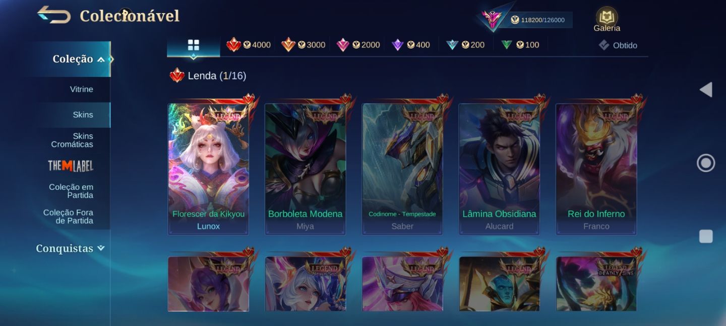 Conta mobile legends bang bang