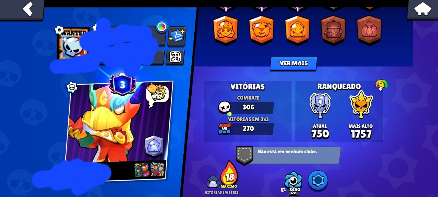 Conta do braw stars com 7k de troféu e com o Vinci e 3 prestigio