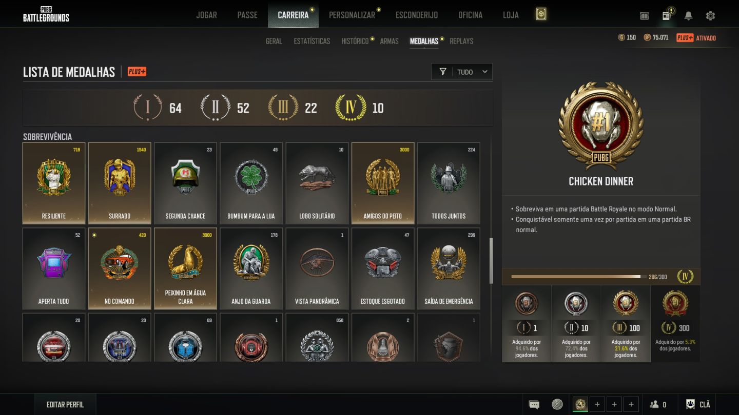 Conta PUBG Mestre | 4+ Skins Progressivas + 2600h Steam lvl 60