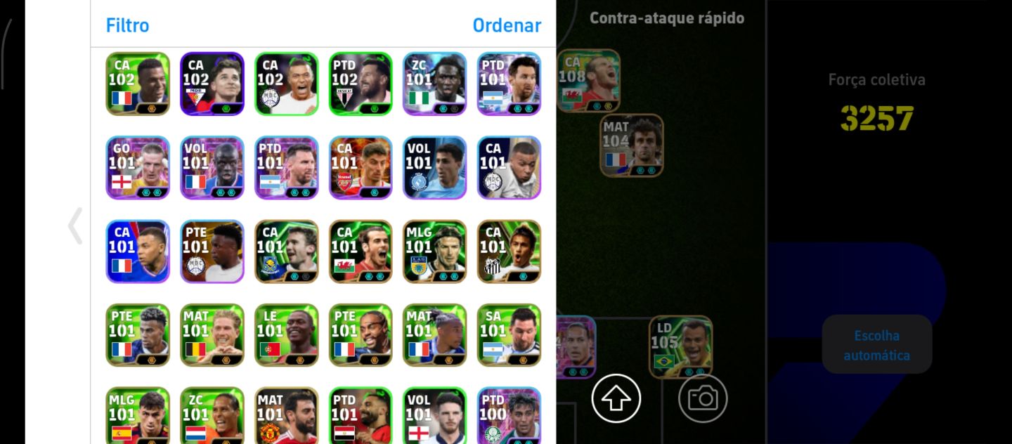 CONTA EFOOTBALL COM 3257 DE FORÇA COLETIVA FULL ATAQUE
