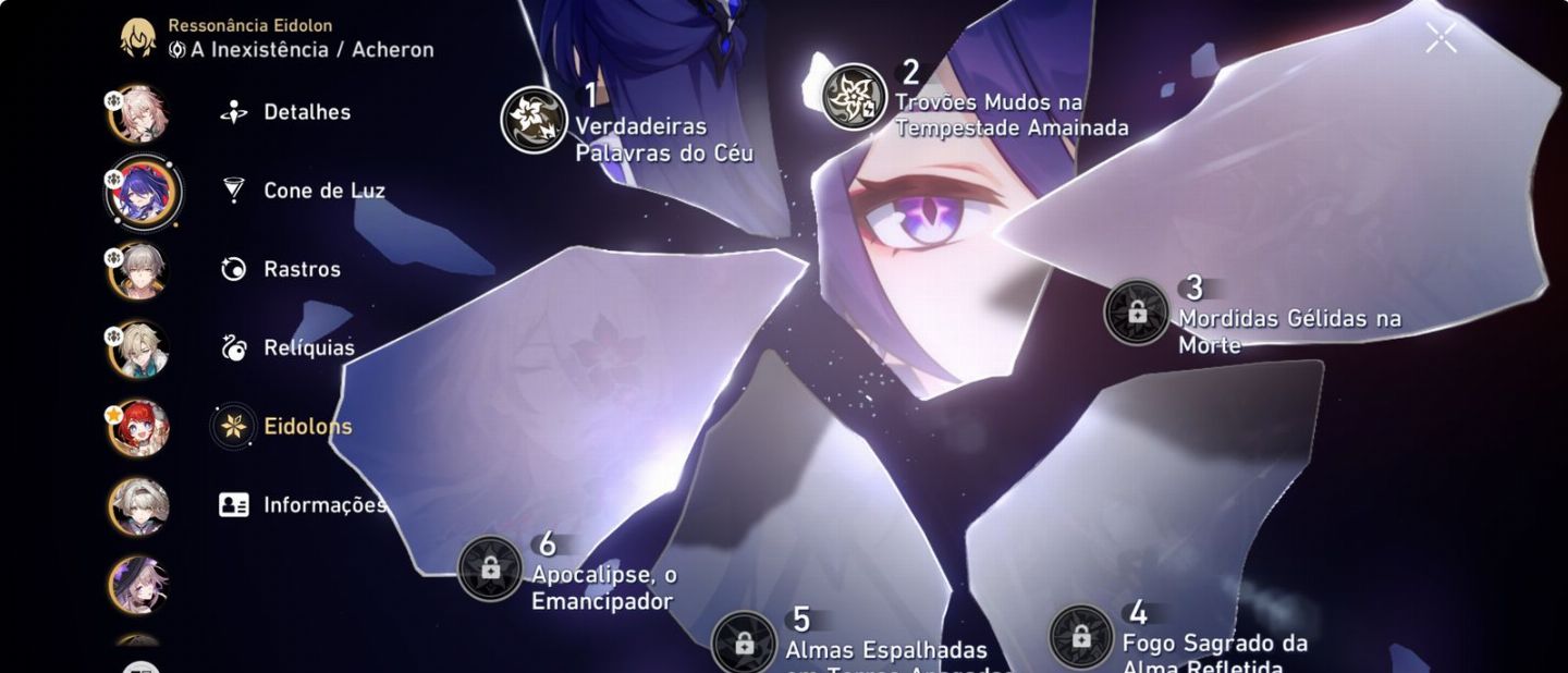 Conta Honkai Star Rail Acheron E2S2 + Tribbe E0S1 + 11k de Jades Plus End Game