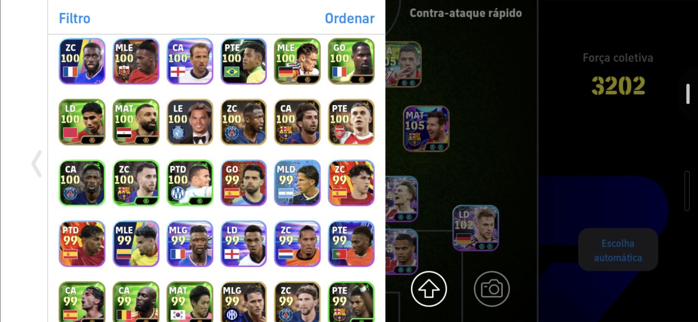 CONTA eFOOTBALL 3202 FC | MESSI 105 + ELENCO 102105 | CONTA MUITO FORTE