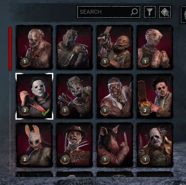 Conta Dead By Daylight, contendo personagens de licença que saíram do jogo etc