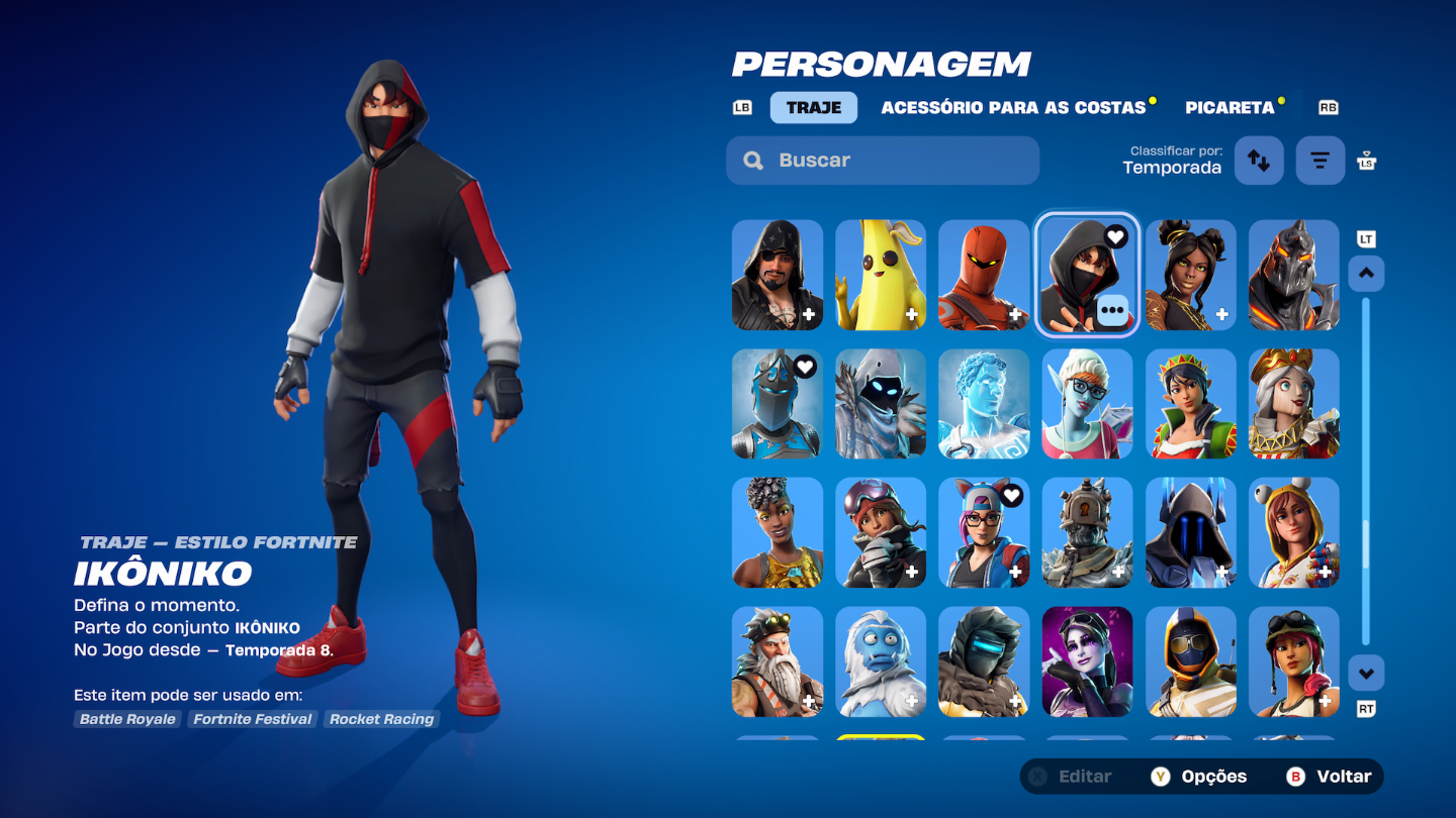 Conta Fortnite COM+ 1.000 ITENS S3 +IKONIK +GLOW +1.400 vbuks